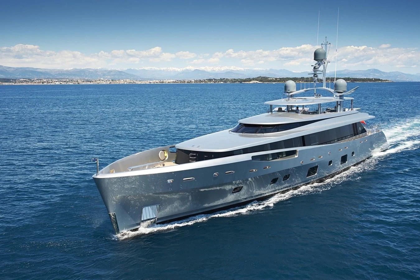 a large white boat in the water aboard EXCELLENCE V Yacht for Sale