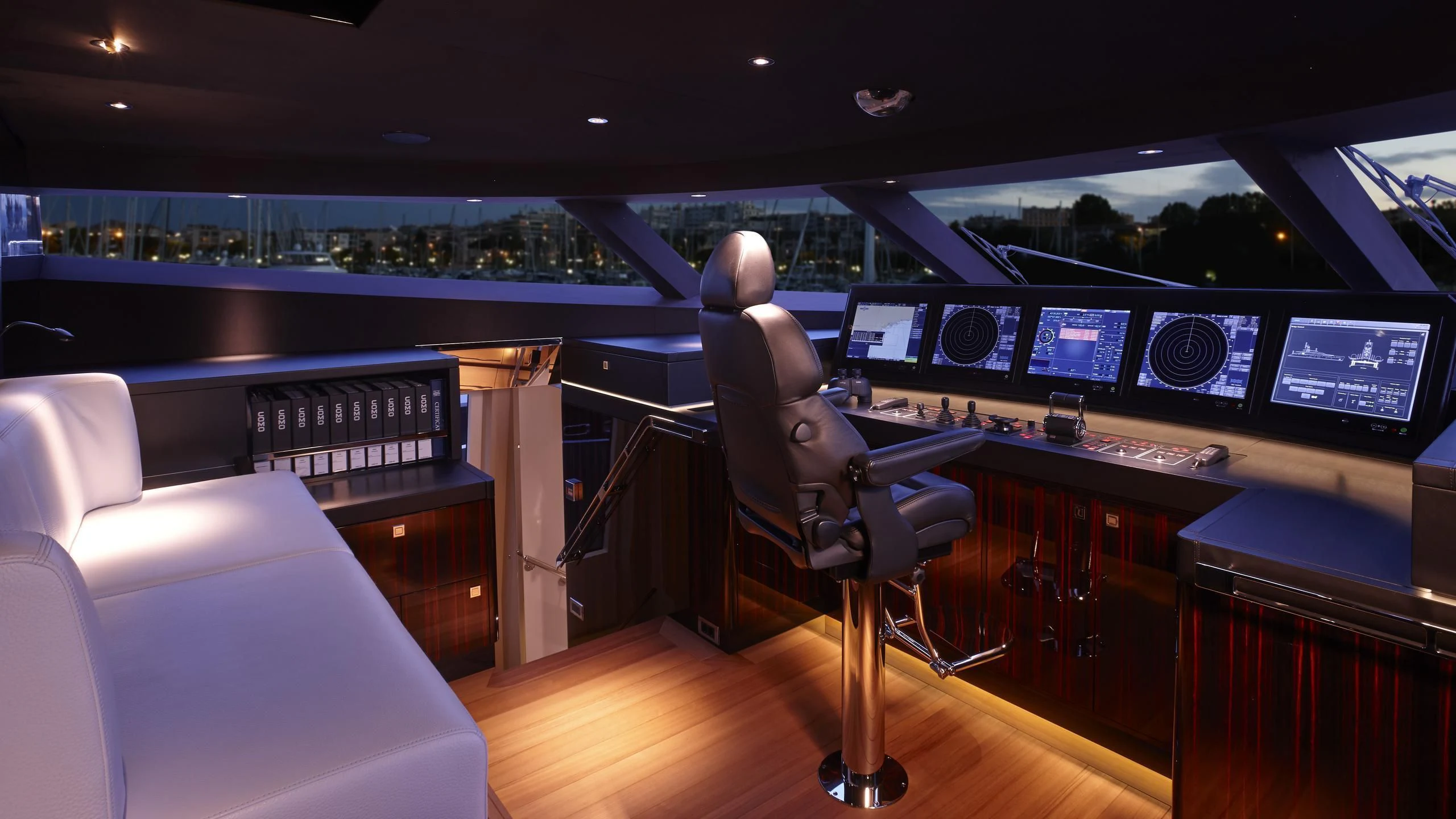 a room with a large display aboard EXCELLENCE V Yacht for Sale