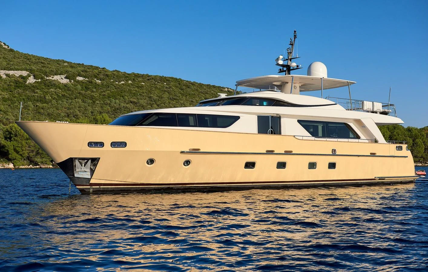 a white yacht on the water aboard 2011 SANLORENZO SD92 FLYBRIDGE Yacht for Sale