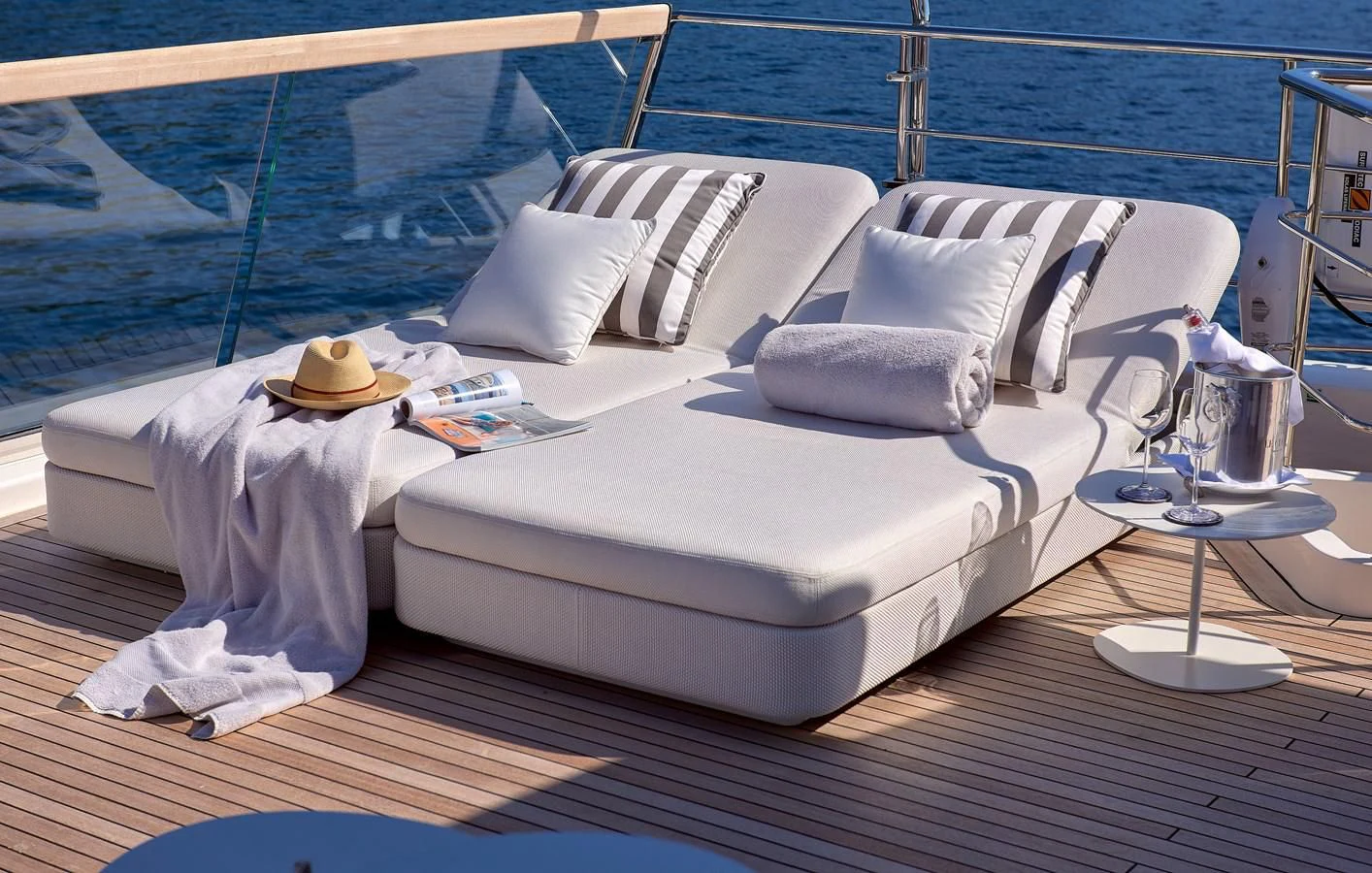 a couple of beds on a boat aboard 2011 SANLORENZO SD92 FLYBRIDGE Yacht for Sale