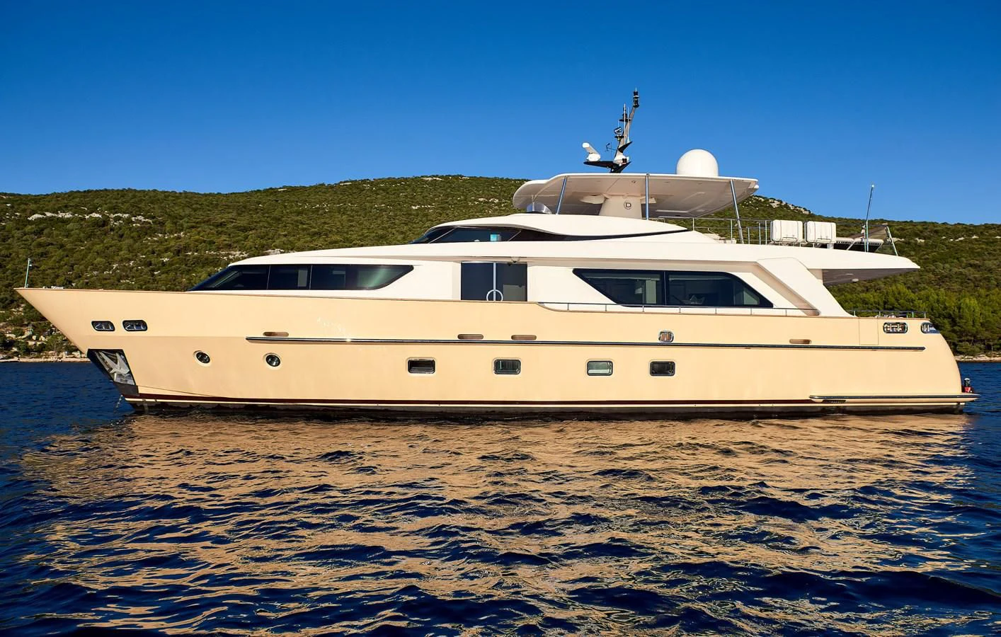 a white yacht in the water aboard 2011 SANLORENZO SD92 FLYBRIDGE Yacht for Sale