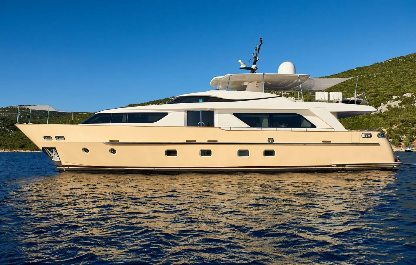 a white yacht on the water aboard 2011 SANLORENZO SD92 FLYBRIDGE Yacht for Sale