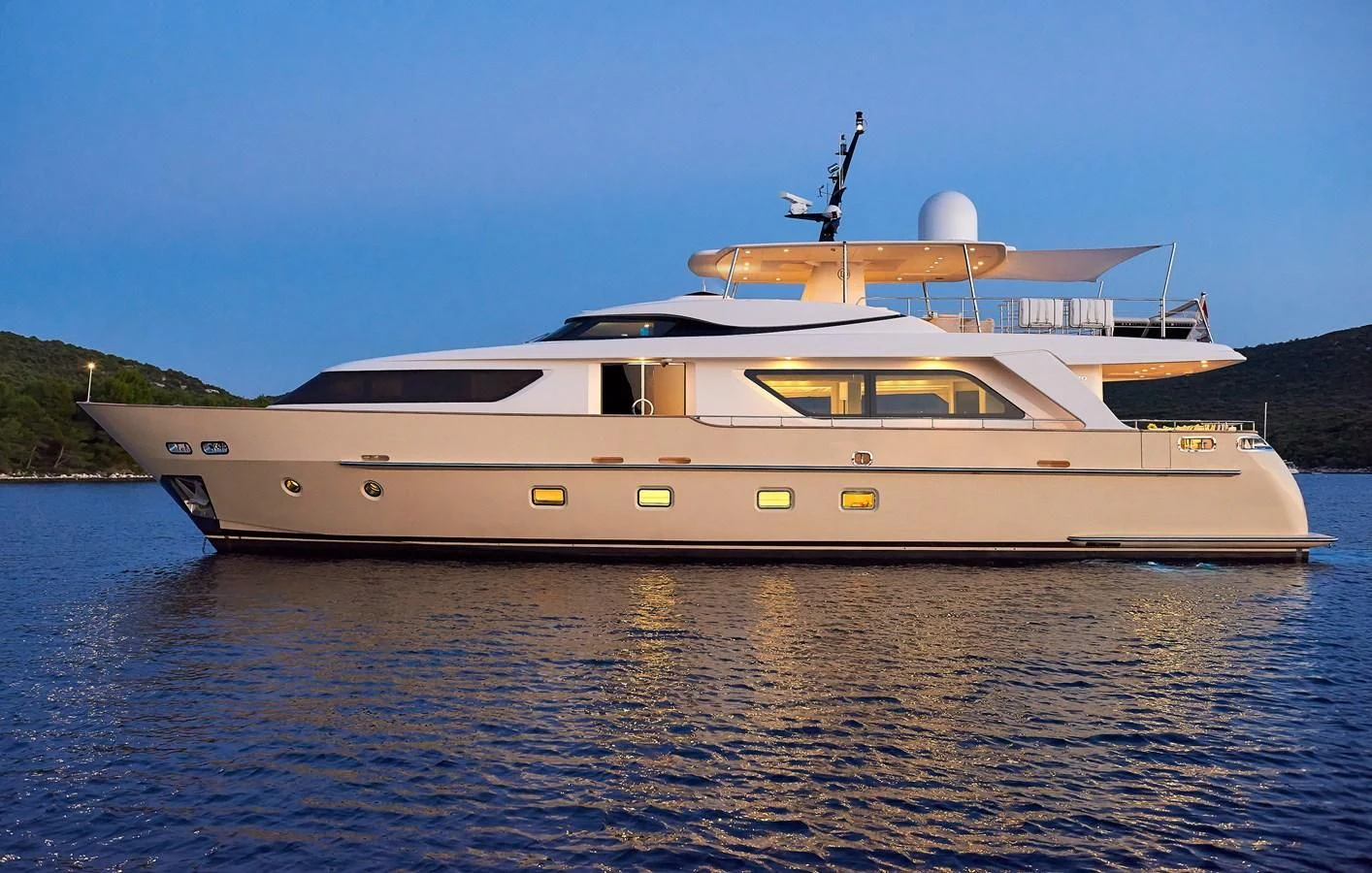 a large white yacht on the water aboard 2011 SANLORENZO SD92 FLYBRIDGE Yacht for Sale