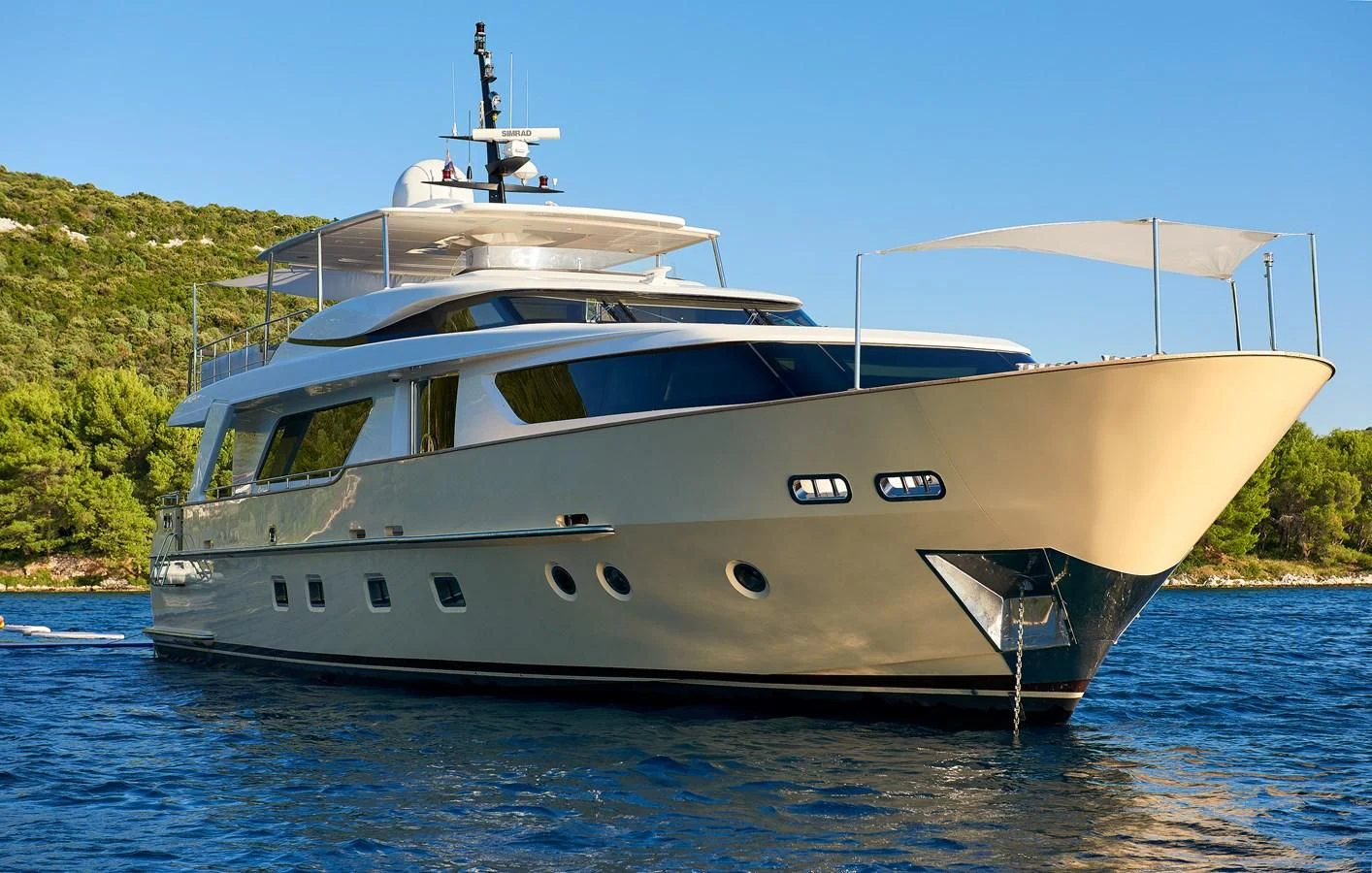 a boat on the water aboard 2011 SANLORENZO SD92 FLYBRIDGE Yacht for Sale