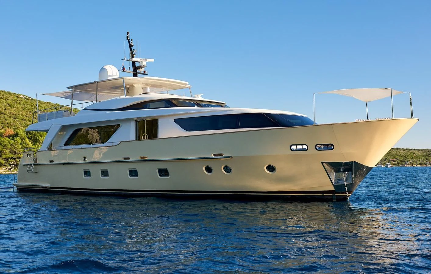 a white boat in the water aboard 2011 SANLORENZO SD92 FLYBRIDGE Yacht for Sale