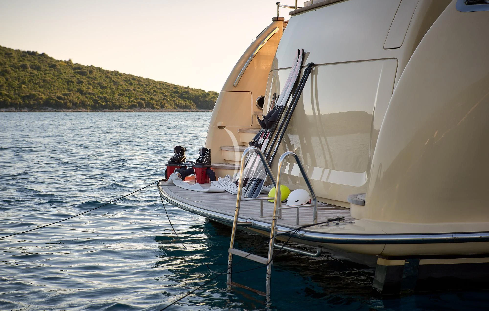 a couple of people on a sailboat in the water aboard 2011 SANLORENZO SD92 FLYBRIDGE Yacht for Sale
