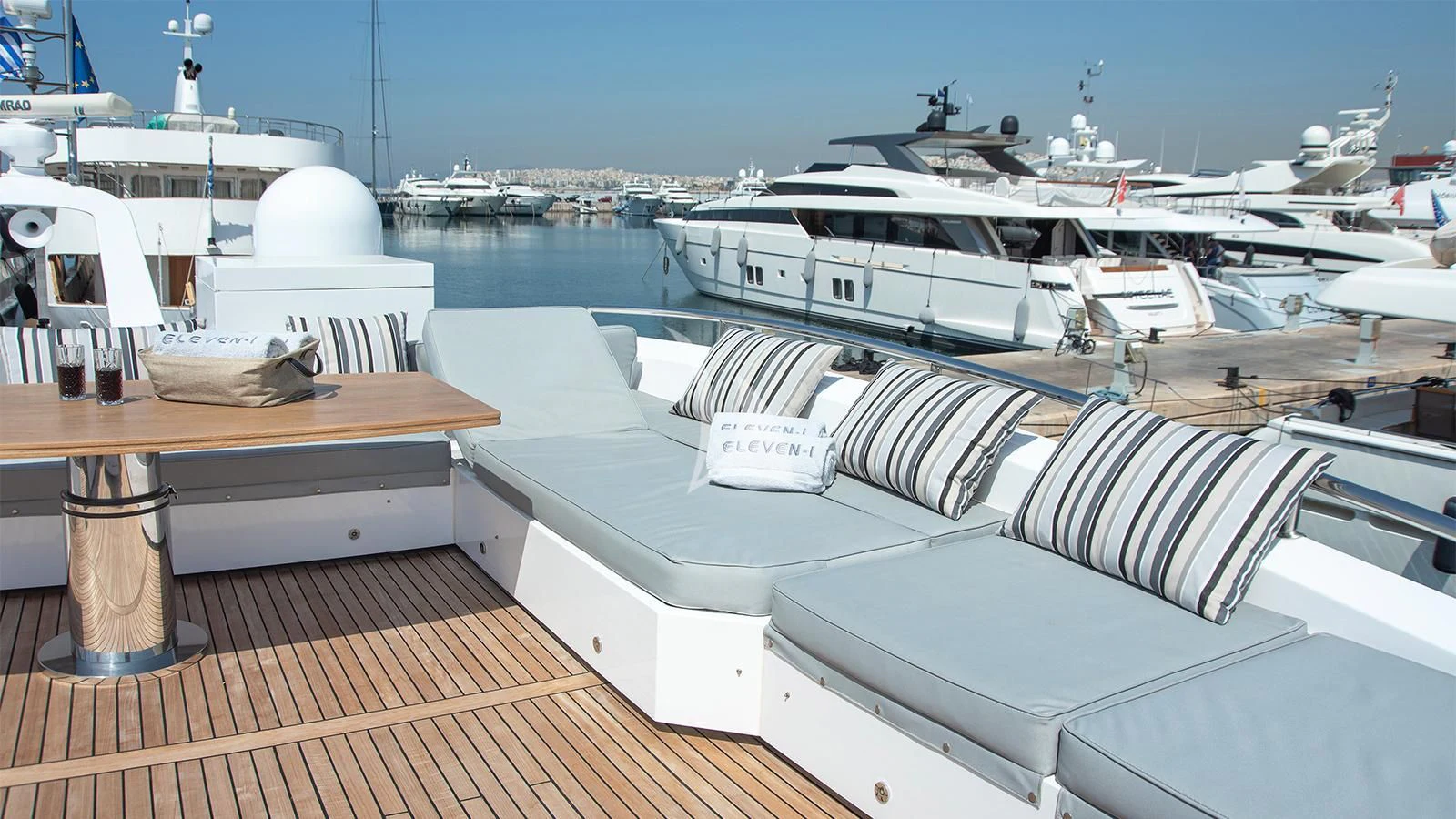 a boat on a deck aboard ELEVEN I Yacht for Sale