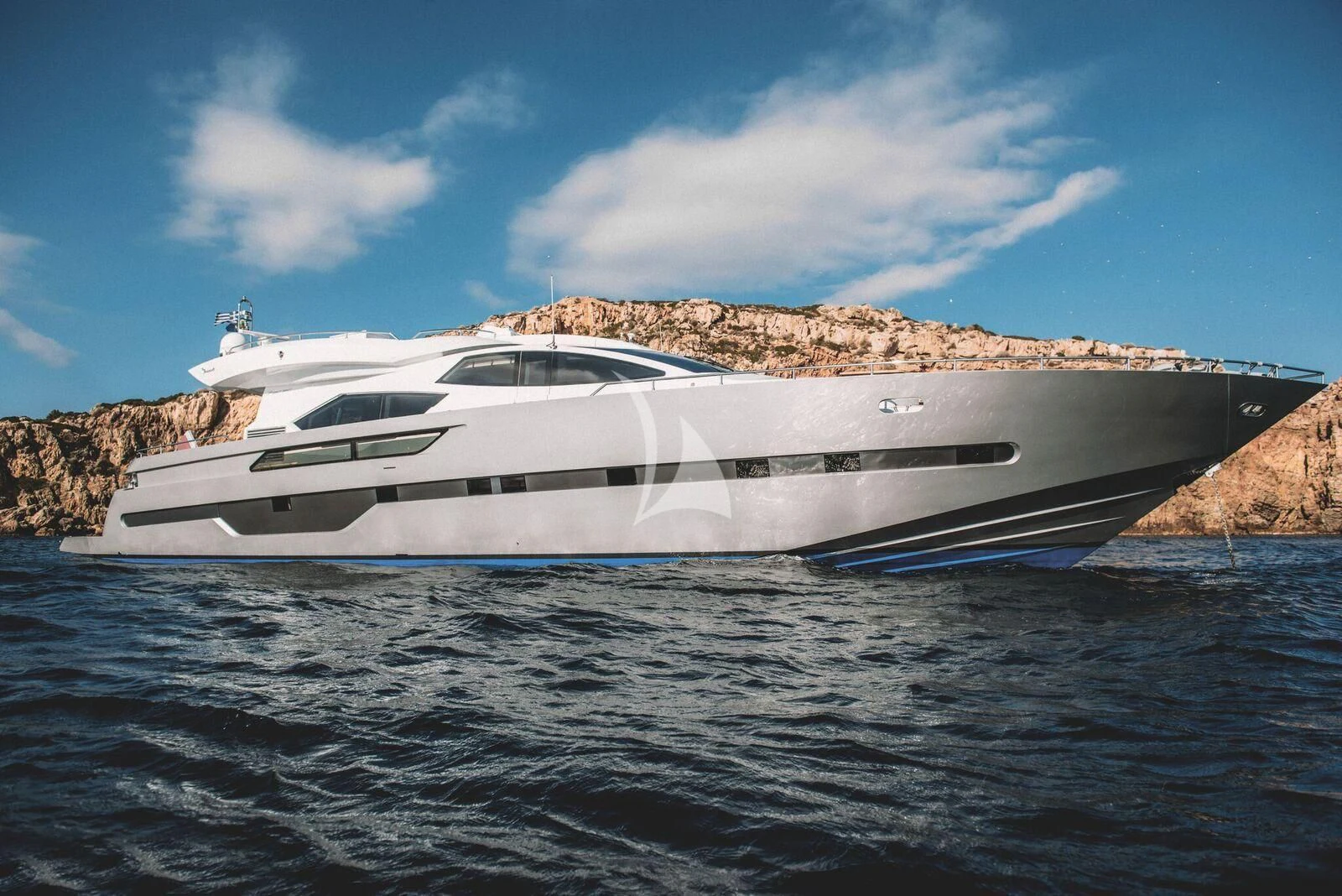 a white yacht on the water aboard ELEVEN I Yacht for Sale