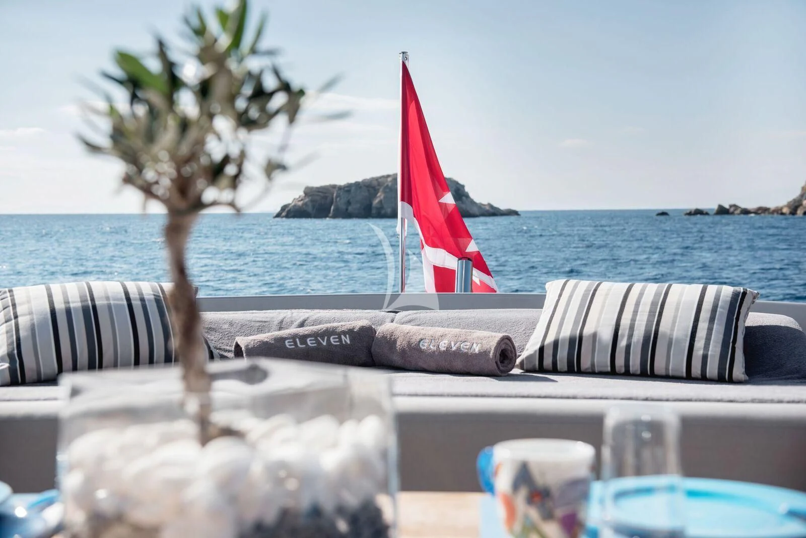a flag on a boat aboard ELEVEN I Yacht for Sale