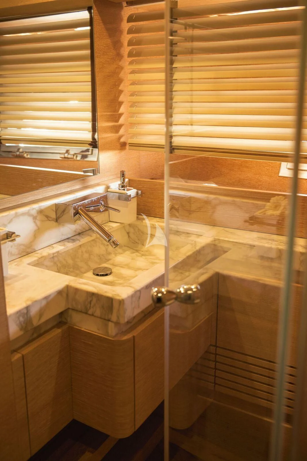 a bathroom with a sink and a bathtub aboard ELEVEN I Yacht for Sale