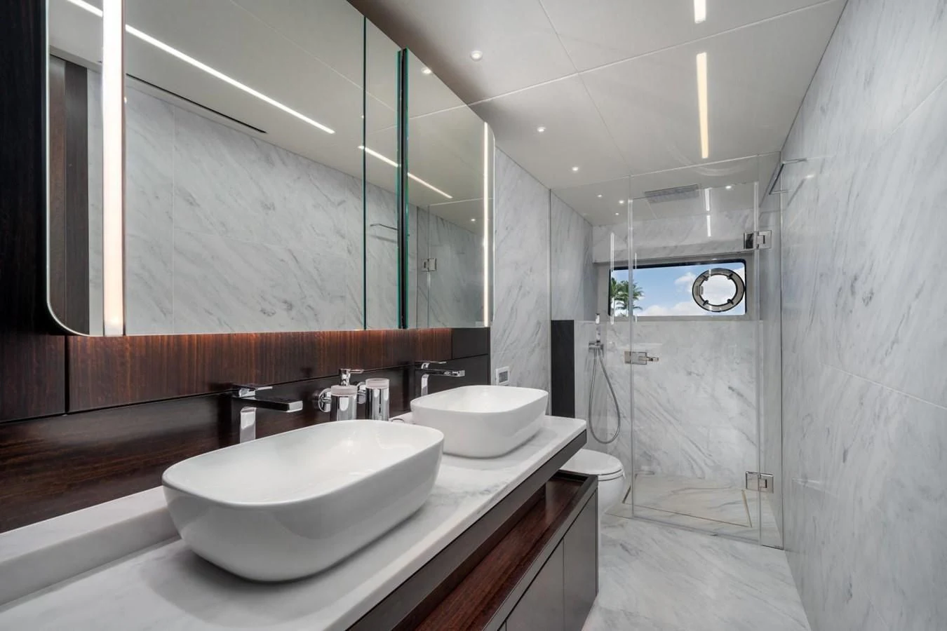 a bathroom with a sink and a toilet aboard 88 YACHT Yacht for Sale