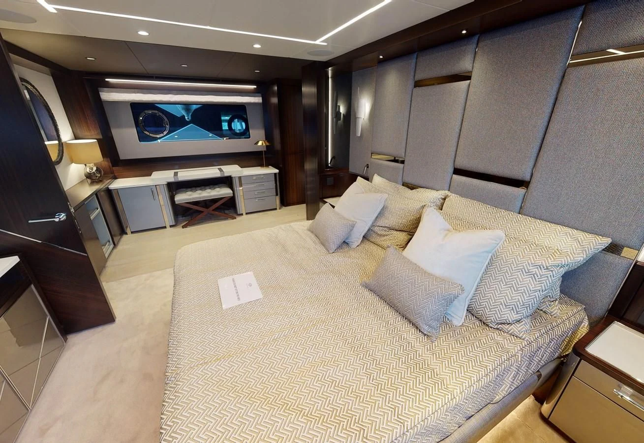 a large bed in a room aboard 88 YACHT Yacht for Sale