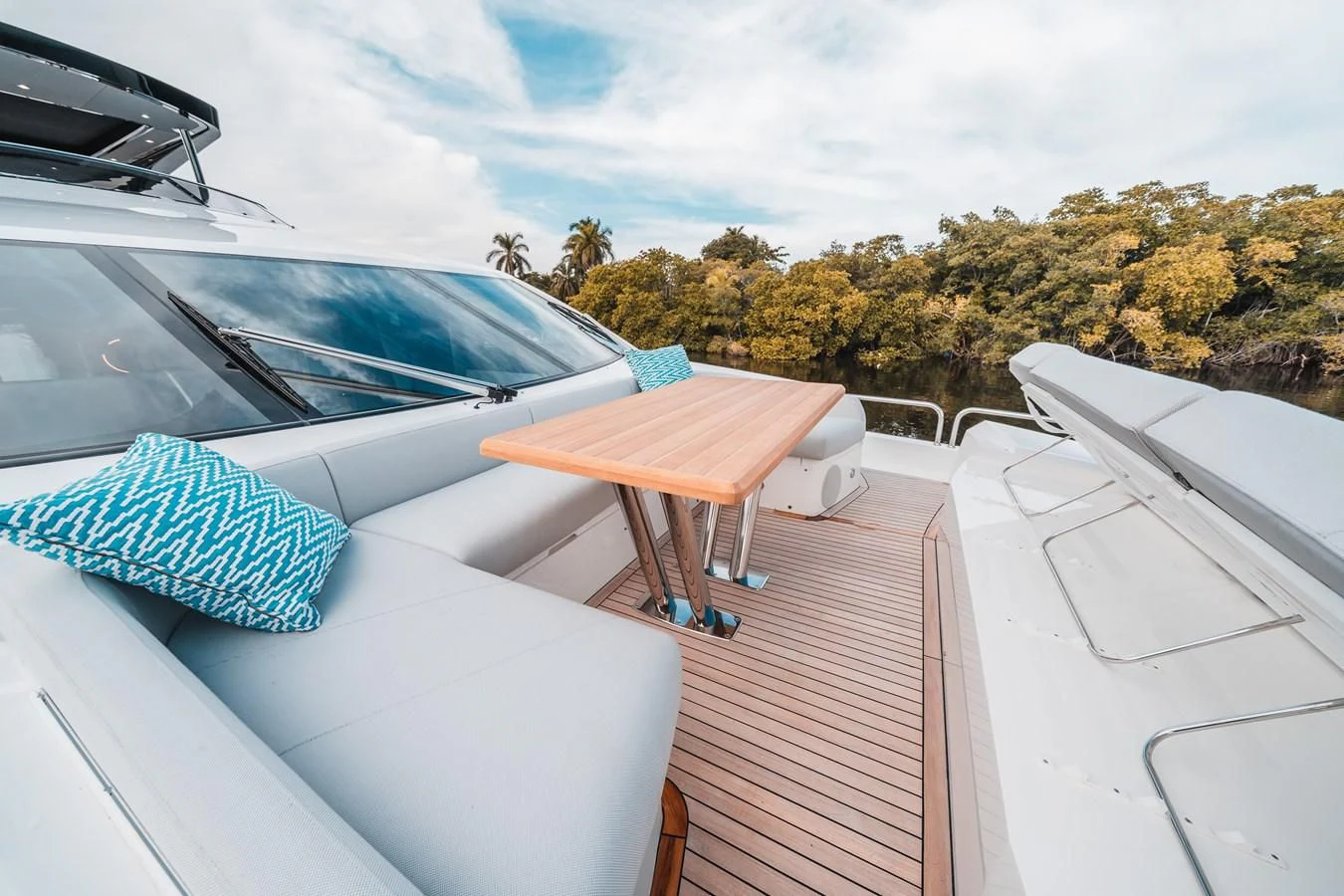 a car with a table and chairs on a deck aboard 88 YACHT Yacht for Sale