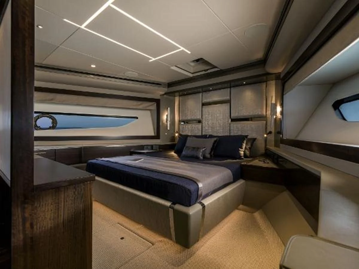 a room with a bed and a window aboard 88 YACHT Yacht for Sale