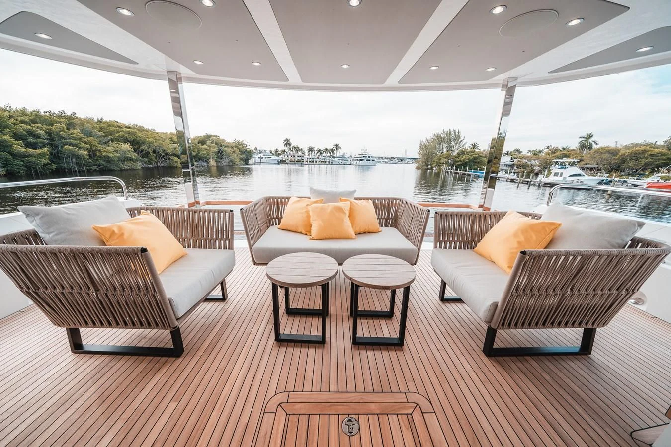 a room with couches and tables aboard 88 YACHT Yacht for Sale