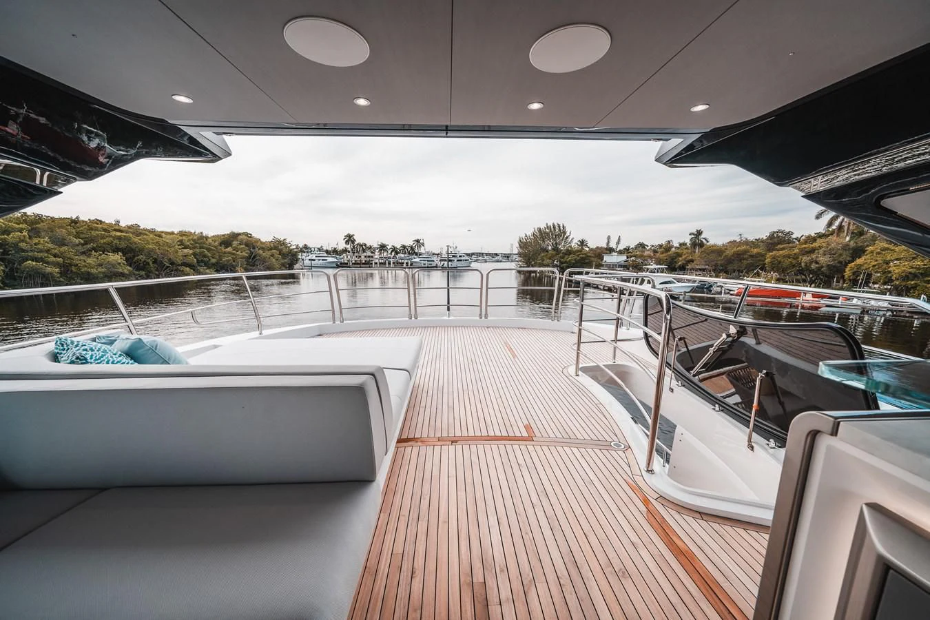 a deck with a deck and a pool aboard 88 YACHT Yacht for Sale