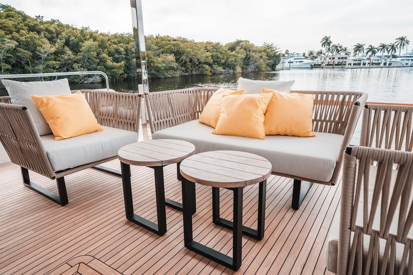 a table and chairs on a deck aboard 88 YACHT Yacht for Sale