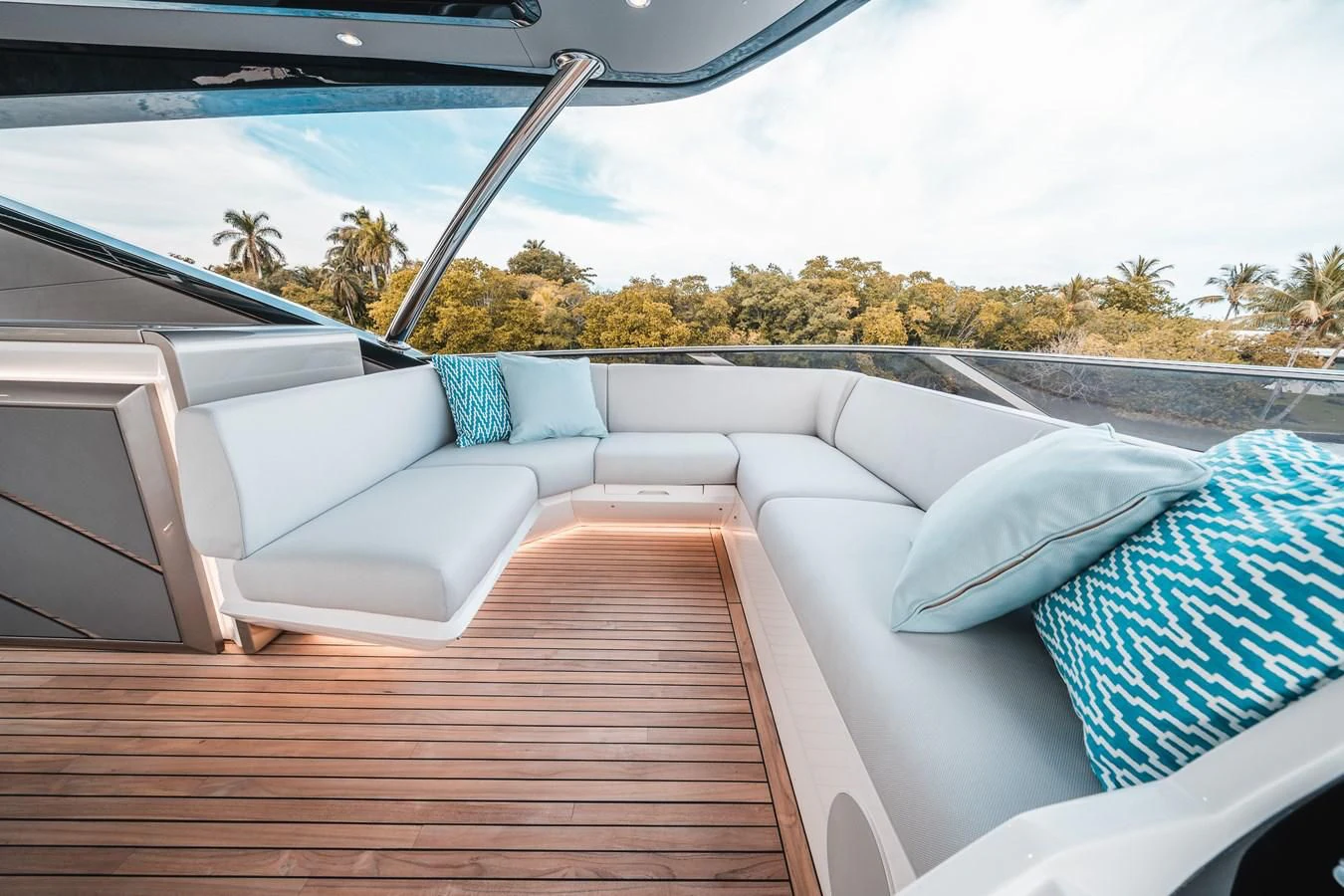 a car with a view of the trees and the sun aboard 88 YACHT Yacht for Sale