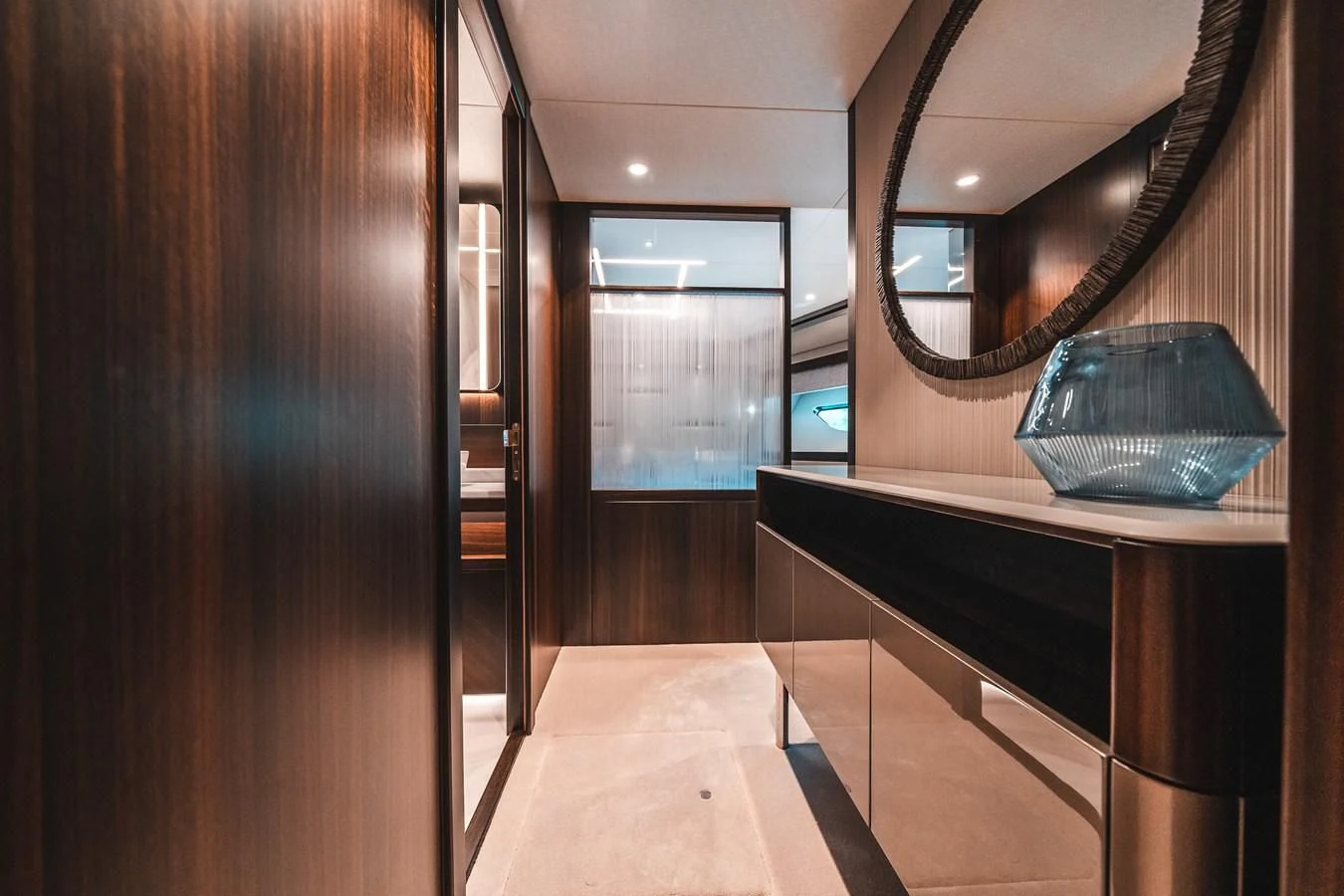 a room with a mirror and a table aboard 88 YACHT Yacht for Sale