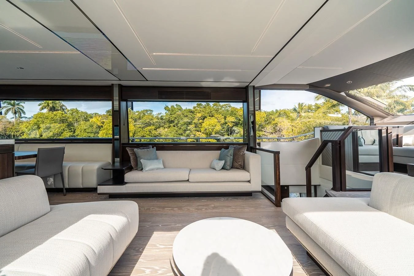 a living room with a large window aboard 88 YACHT Yacht for Sale