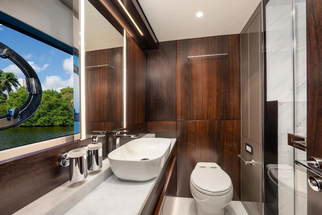 a bathroom with a sink and a toilet aboard 88 YACHT Yacht for Sale