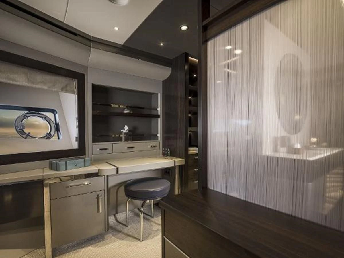 a room with a desk and a mirror aboard 88 YACHT Yacht for Sale