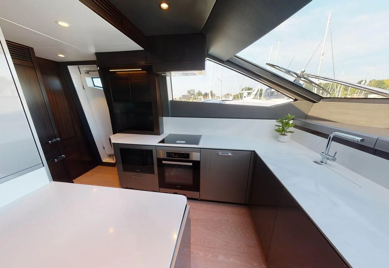 a modern looking kitchen aboard 88 YACHT Yacht for Sale