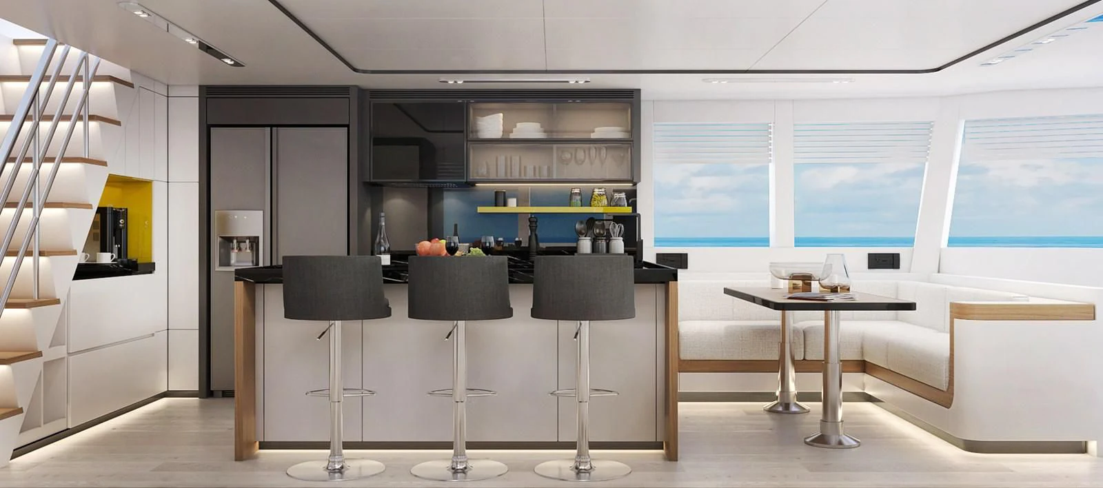 a room with a table and chairs aboard 88 YACHT Yacht for Sale