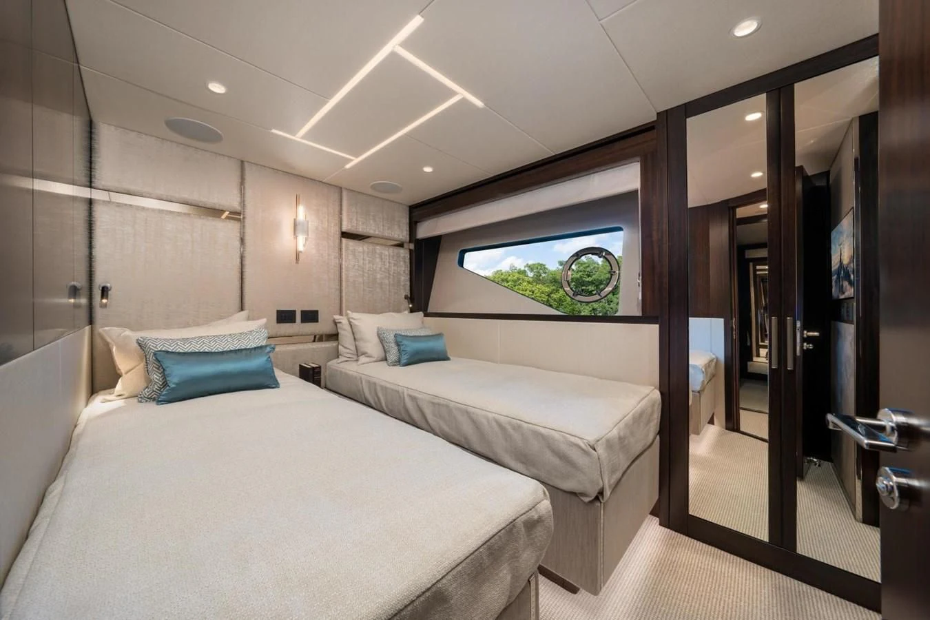 a room with two beds aboard 88 YACHT Yacht for Sale