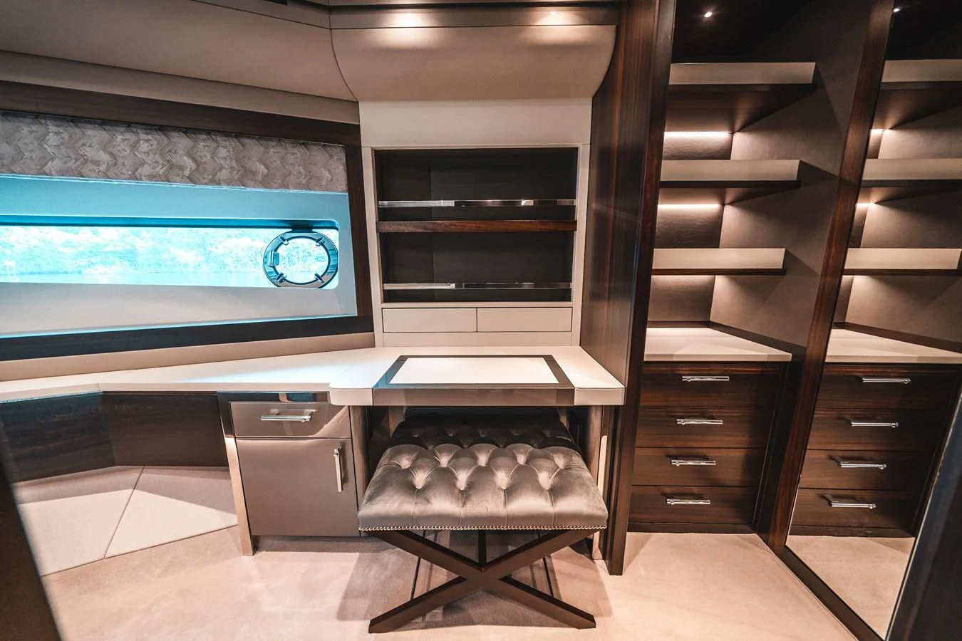 a room with a desk and a tv aboard 88 YACHT Yacht for Sale