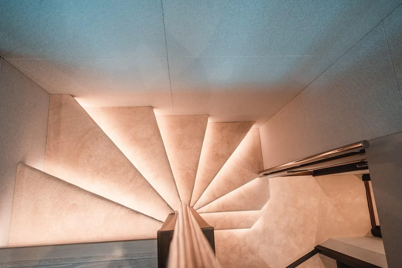 a white staircase with a metal railing aboard 88 YACHT Yacht for Sale