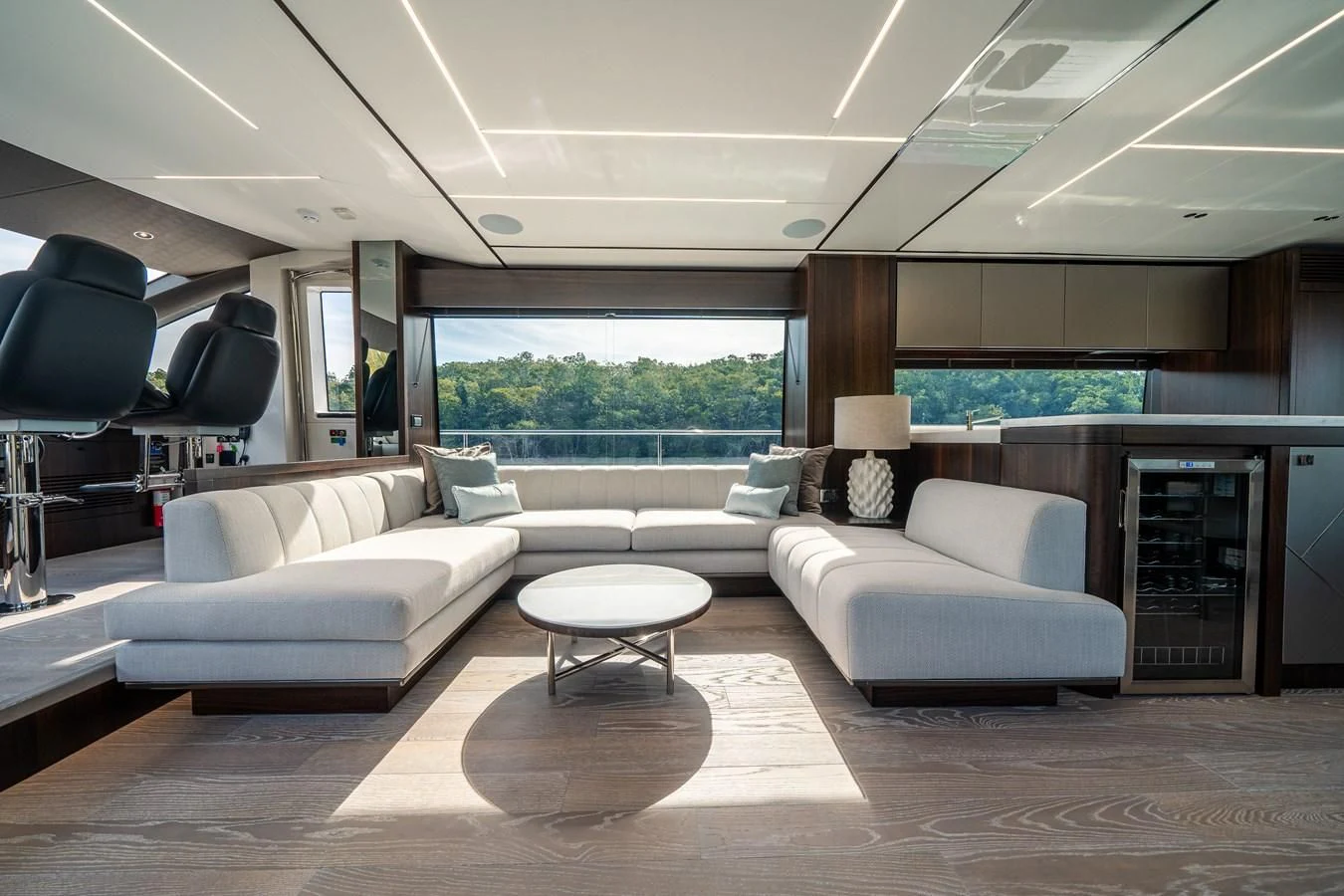 a living room with a couch and a table aboard 88 YACHT Yacht for Sale
