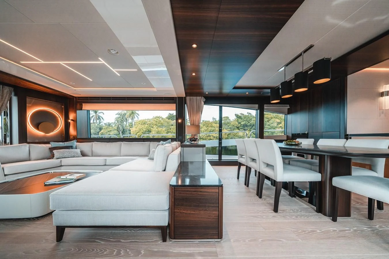 a living room with a couch and a table aboard 88 YACHT Yacht for Sale