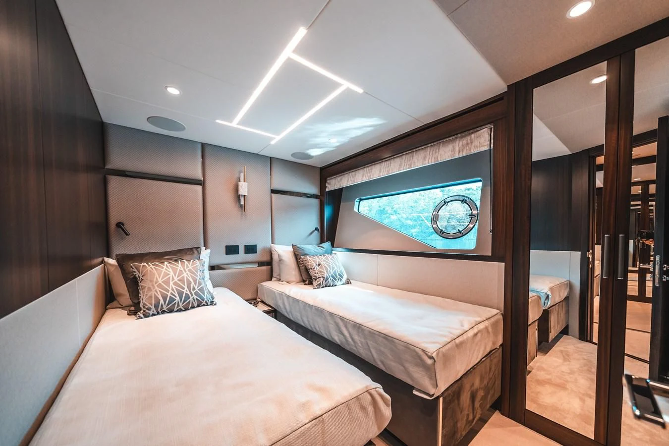 a room with two beds aboard 88 YACHT Yacht for Sale