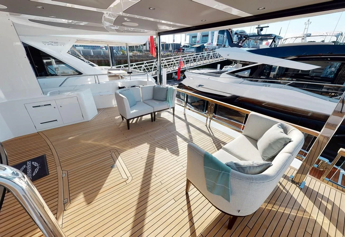 a room with a large mirror and a couch aboard 88 YACHT Yacht for Sale