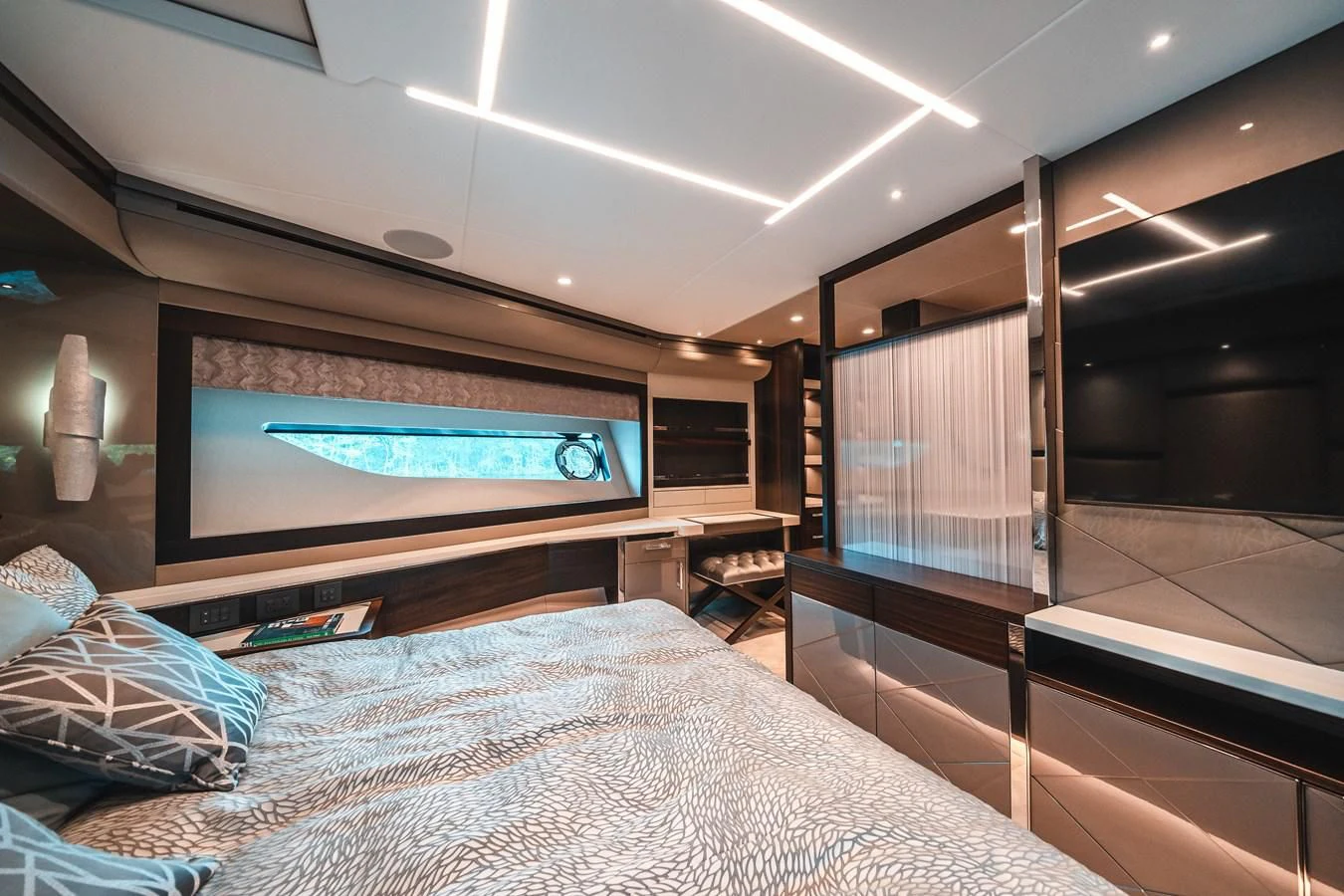 a bed in a room aboard 88 YACHT Yacht for Sale
