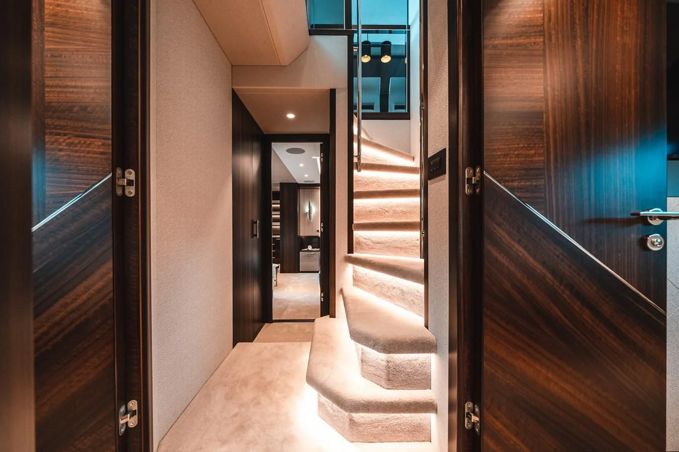a hallway with a glass door aboard 88 YACHT Yacht for Sale