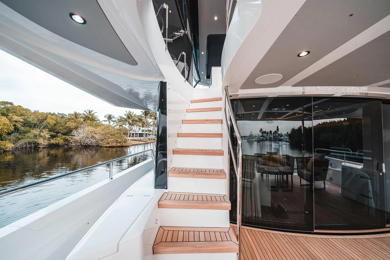 a wooden staircase on a boat aboard 88 YACHT Yacht for Sale