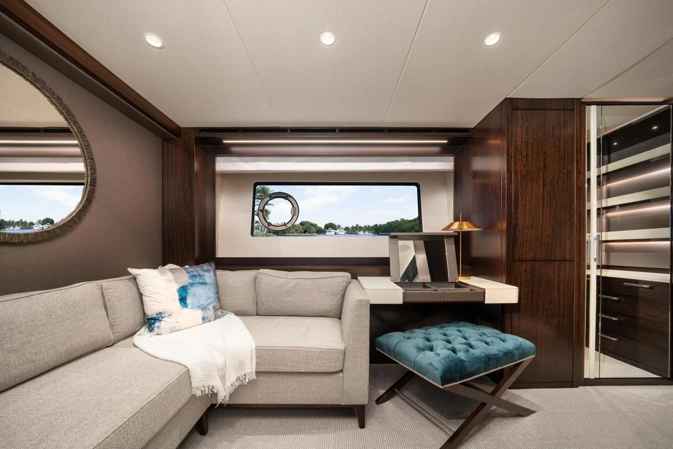a living room with a couch and a tv aboard 88 YACHT Yacht for Sale