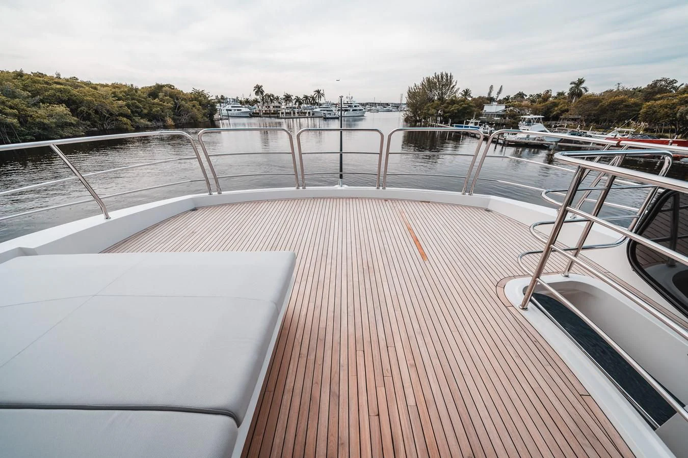 a deck with a boat in the water aboard 88 YACHT Yacht for Sale