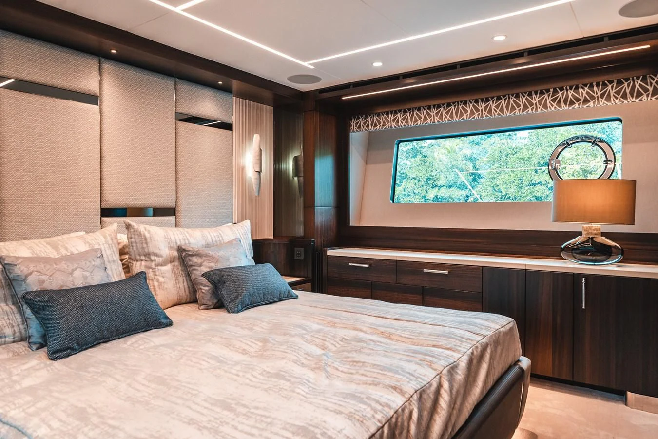 a large bed in a room aboard 88 YACHT Yacht for Sale