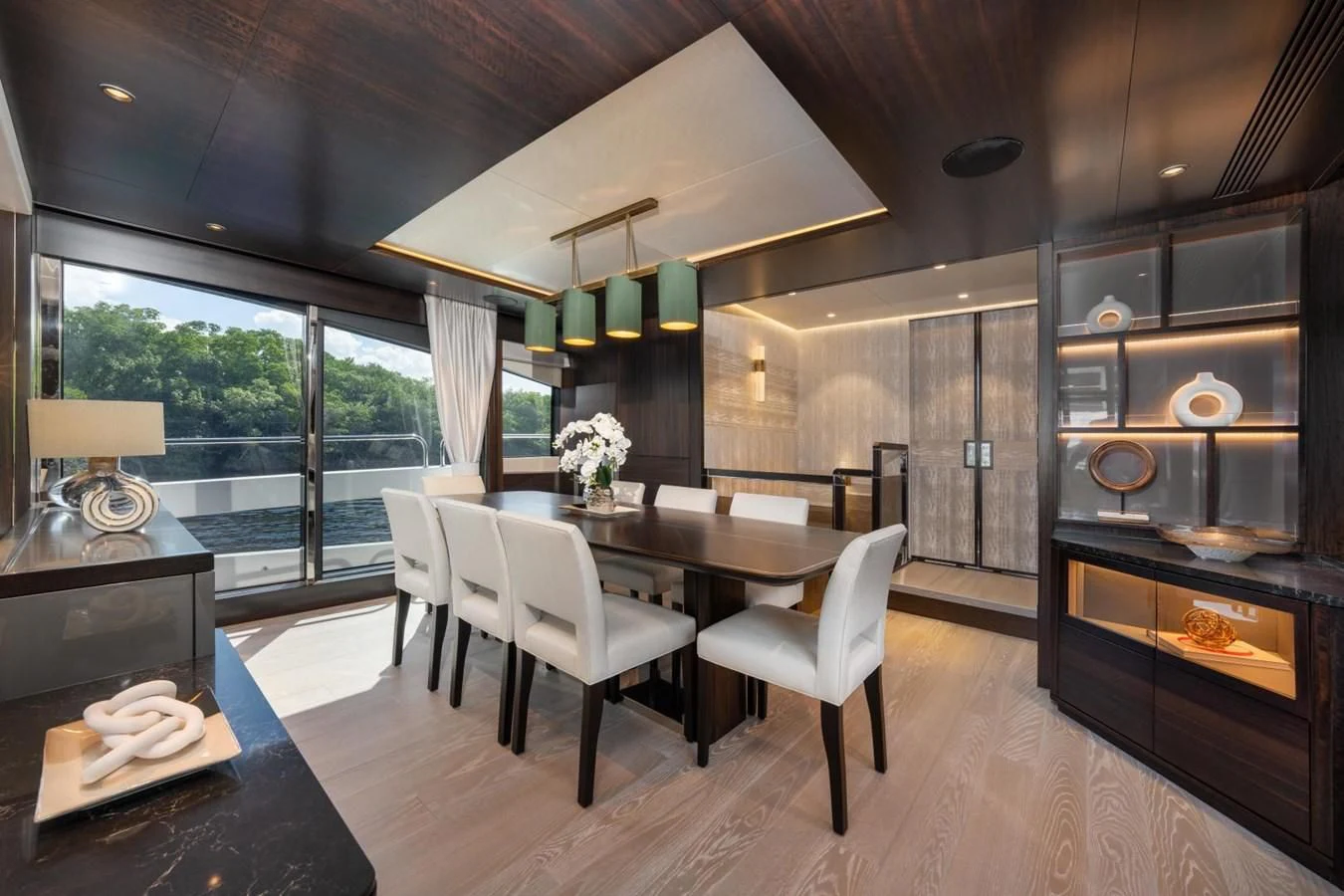 a kitchen with a dining table aboard 88 YACHT Yacht for Sale