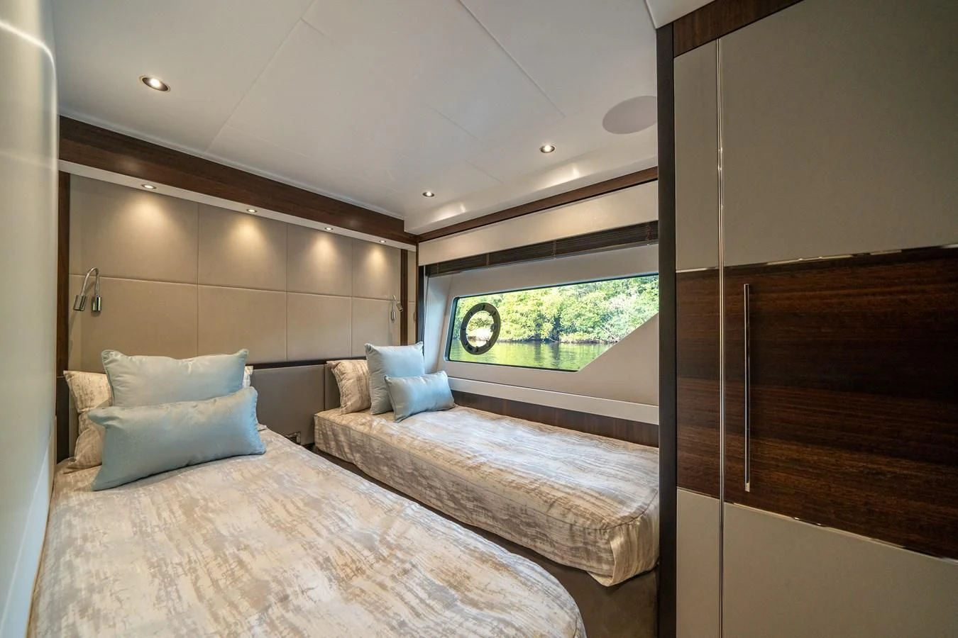 a room with a bed and a window aboard 88 YACHT Yacht for Sale