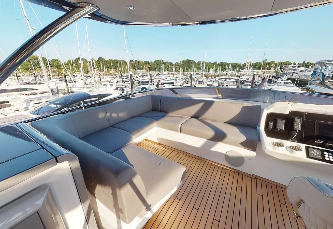 a deck with a boat and a deck with a view of a city aboard 88 YACHT Yacht for Sale