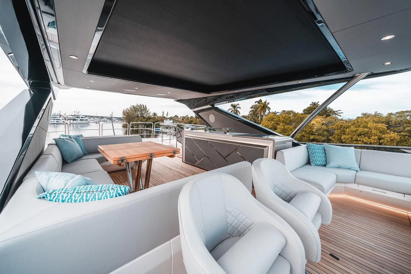 a car with a table and chairs aboard 88 YACHT Yacht for Sale