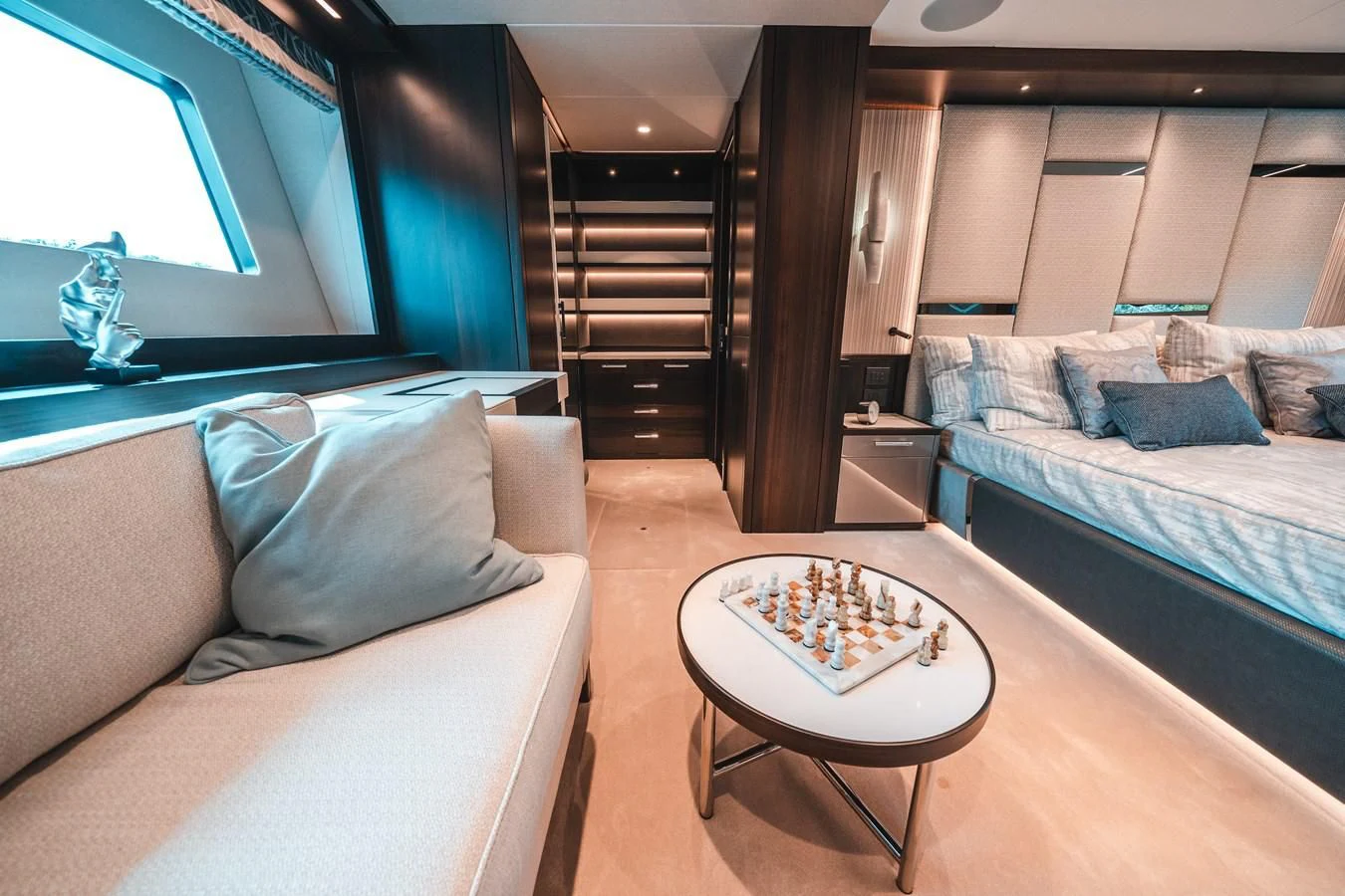 a room with a bed and a table aboard 88 YACHT Yacht for Sale