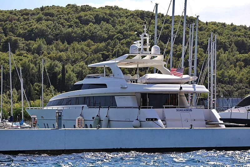 a boat on the water aboard SCARABEUS Yacht for Sale