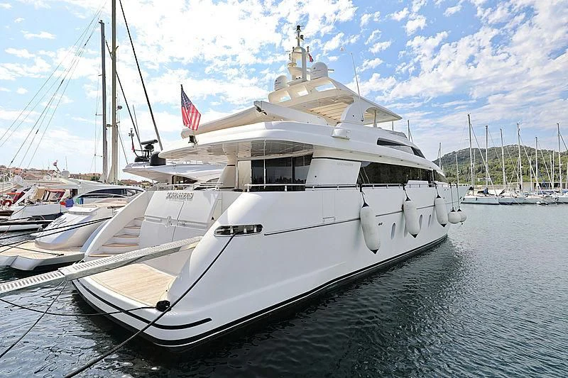 a boat in the water aboard SCARABEUS Yacht for Sale