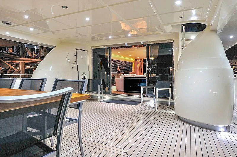 a large room with tables and chairs aboard BY BUBANNY Yacht for Sale