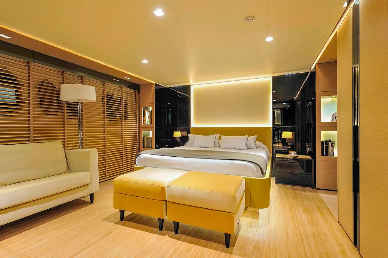 a room with a bed and a couch aboard BY BUBANNY Yacht for Sale